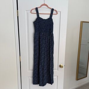 Navy Blue Patterned Jumpsuit